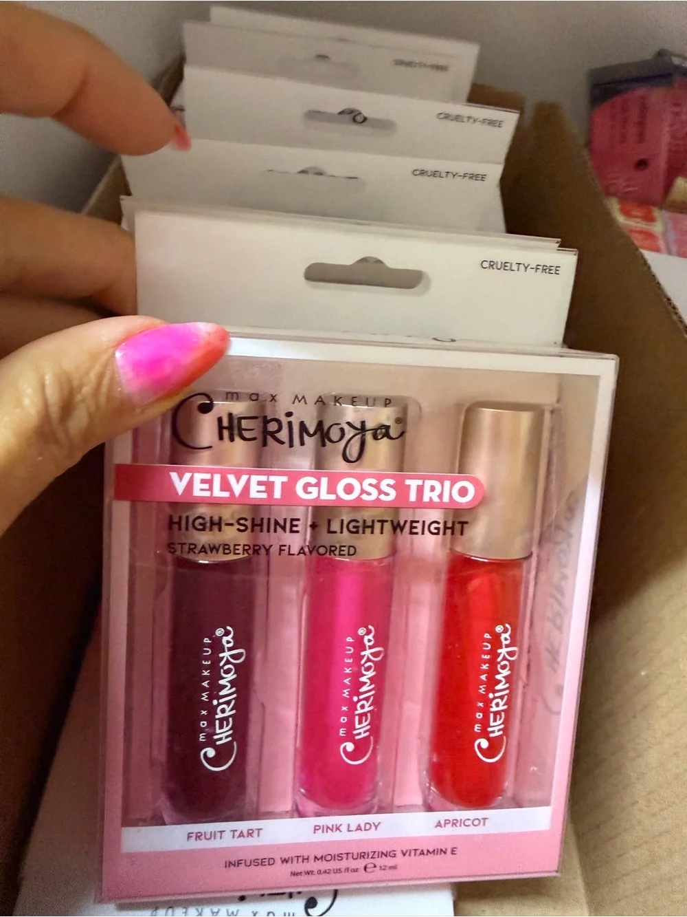 Cherimoya Velvet Gloss Trio — Pink & Red Lip Gloss Set